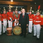 Former NYC Mayor Rudy Giuliani with the New York State Corps of Artillery Field Music Band.