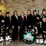 Friends of the Vietnam Veterans Plaza Chairman Harry Bridgwood, Arnold Fisher (Fisher House, Intrepid Fallen Heroes Fund), 2006 Honoree of the Year Dr. David G. Bronner and the NYC Police Dept. Emerald Society Pipe Band.
