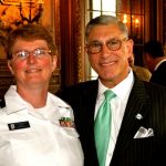 Navy Chaplain Lt. Commander Laura Bender of the USS New York and Retired Marine Lt. Gen. Frank Libutti.