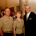 US Marine Corps Gen. Milstead, Capt. Hooper and retired Marine Lt. Col. Mike Strobl (escort and screenwriter of the award winning HBO film Taking Chance).