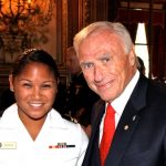 Navy nurse Lt. Jg. Castillo and 2009 Honoree of the Year Arnold Fisher.