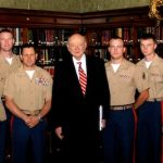 Former NYC Mayor Ed Koch with US Marines.