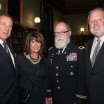 2014 Honoree of the Year Jan Scruggs, his wife Becky, Chaplain (Col) Jacob Goldstein from the 1st Mission Support Command Ft. Buchanan, Puerto Rico and Friends of the Vietnam Veterans Plaza Board Member John Campbell
